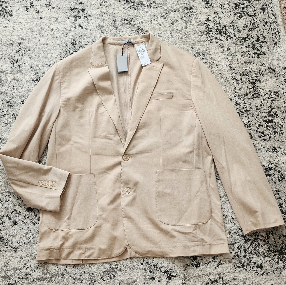 GIASONE Blazer Sport Coat Lightweight Mens Size XXL NWT Cream Preppy Academia